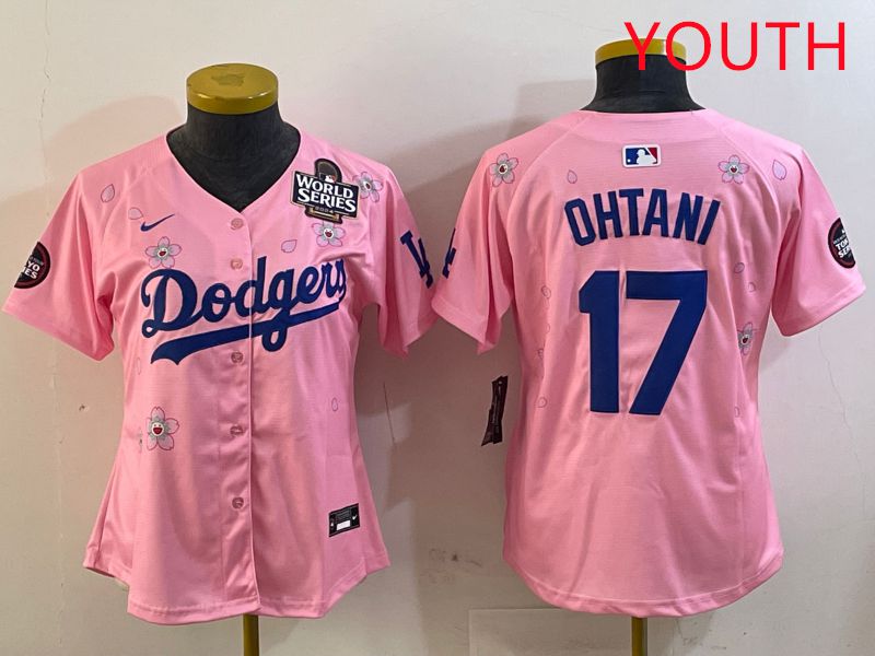 Youth Los Angeles Dodgers 17 Ohtani Pink Sakura Edition 2025 Nike MLB Jersey style 24